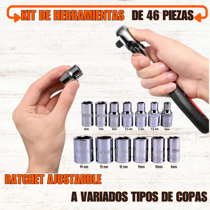 Kit de herramientas multiusos con 46 pzs