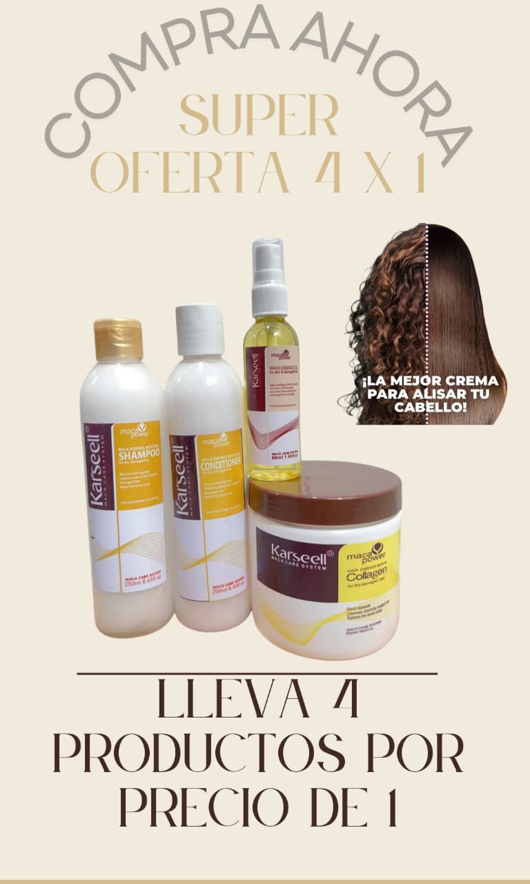 COMBO KARSEELL 4x1 Crema+Aceite+Shampoo+Acondicionador