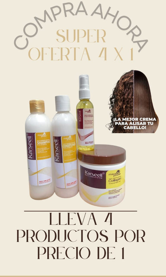 COMBO KARSEELL 4x1 Crema+Aceite+Shampoo+Acondicionador