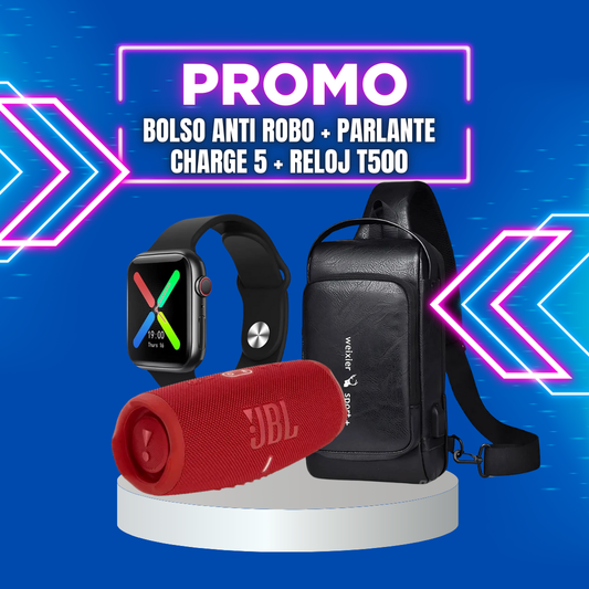 BOLSO ANTIROBO + ALTAVOZ + RELOG INTELIGENTE