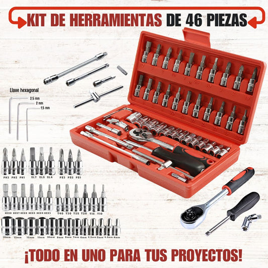Kit de herramientas multiusos con 46 pzs