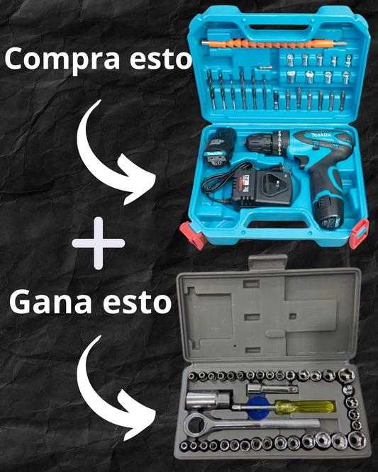 Taladro CON 2 BATERÍAS 12V & Caja de Herramienta 40 PCS