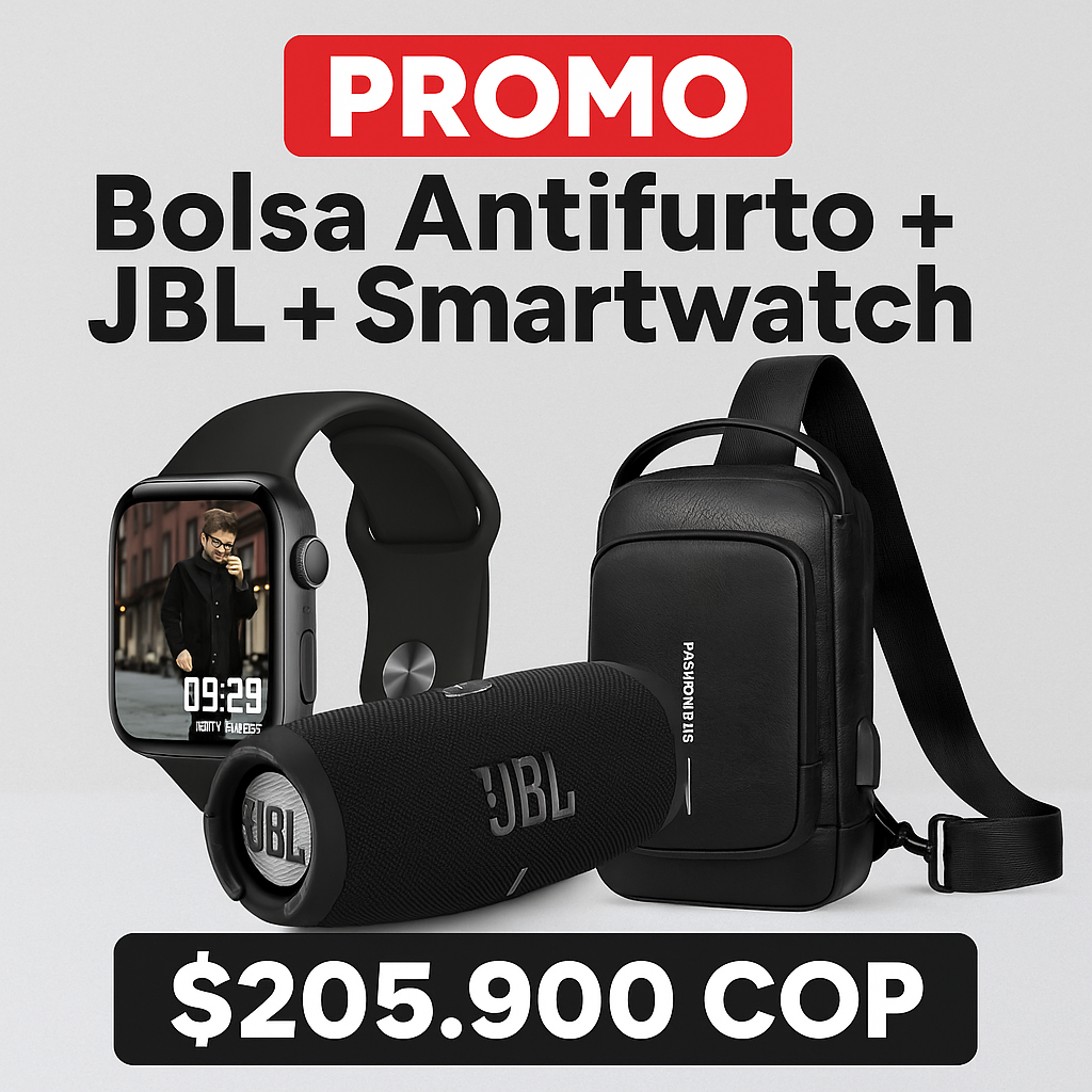BOLSO ANTIROBO + ALTAVOZ + RELOG INTELIGENTE