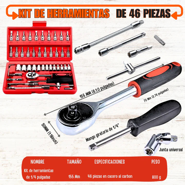 Kit de herramientas multiusos con 46 pzs