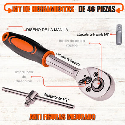 Kit de herramientas multiusos con 46 pzs