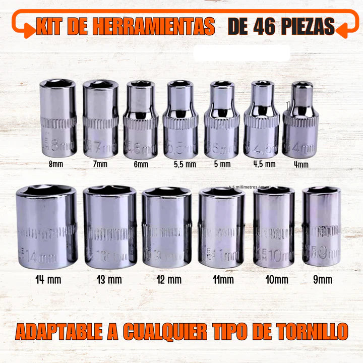 Kit de herramientas multiusos con 46 pzs
