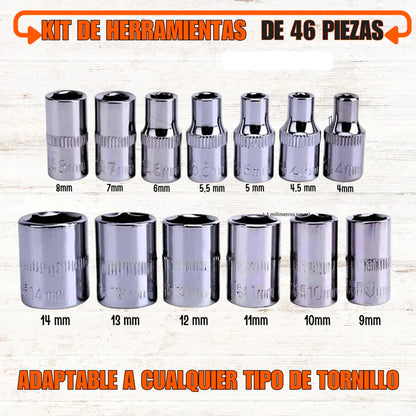 Kit de herramientas multiusos con 46 pzs